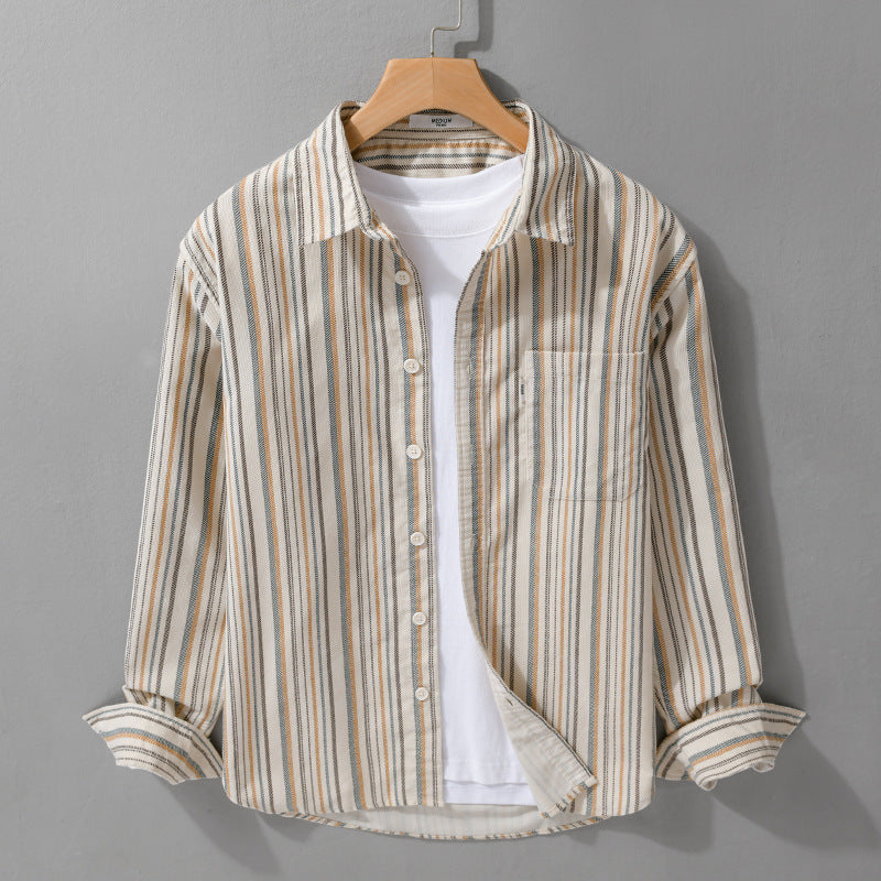 Herren Overshirt aus Baumwollmischung mit vertikalen Streifen und Brusttasche Shop Nory