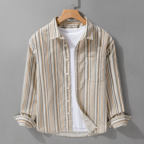 Herren Overshirt aus Baumwollmischung mit vertikalen Streifen und Brusttasche Shop Nory