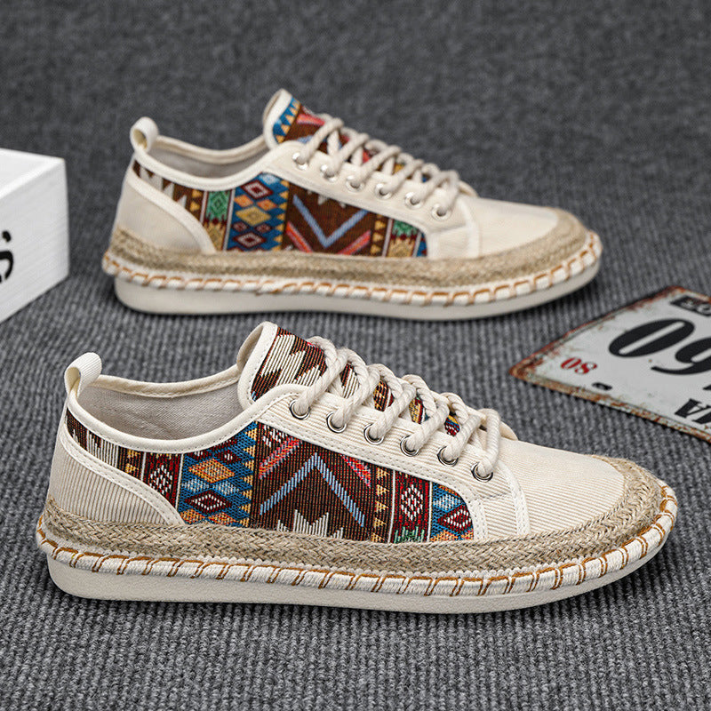 Unisex Espadrille-Sneaker mit geflochtenem Jutemittelsohle und ethnischem Webmuster Shopy Nory