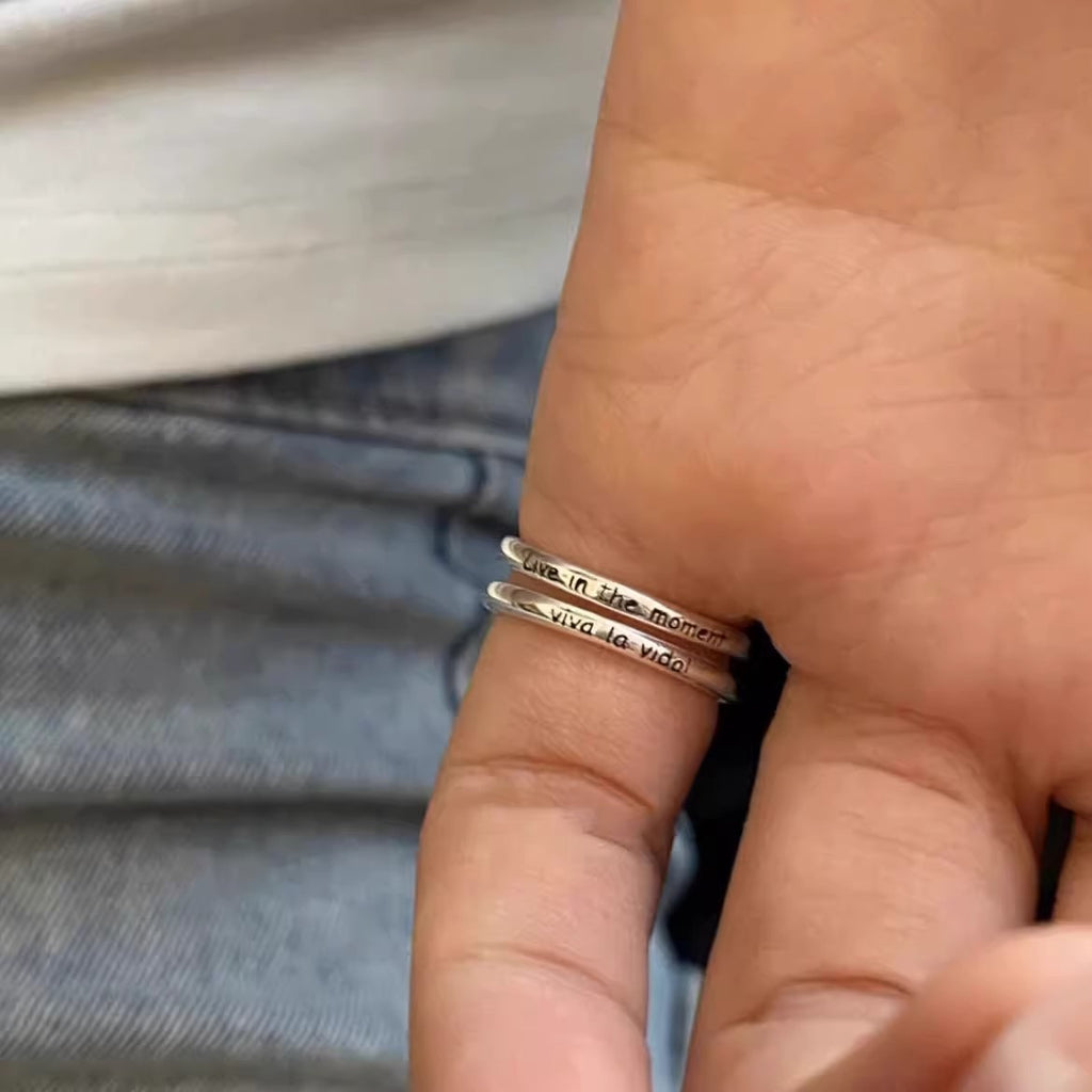 Damen Offener Finger-Ring mit gravierter Botschaft Shop Nory