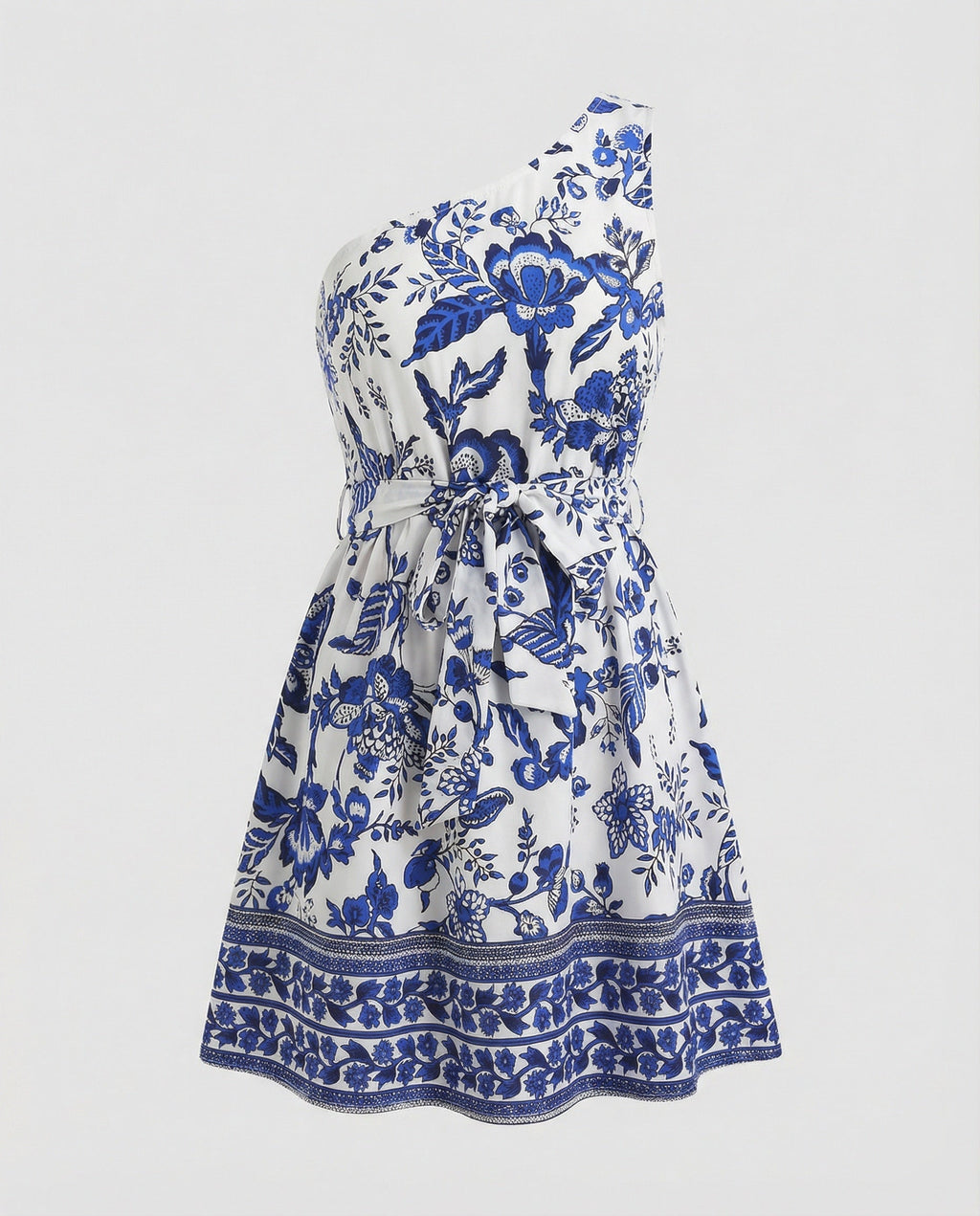 Damen Sommerkleid asymmetrisch mit Gürtel