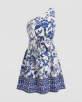 Damen Sommerkleid asymmetrisch mit Gürtel