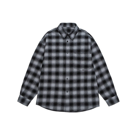 Herren Lässiges Karomuster-Flanellhemd im Oversized-Worker-Stil mit Brustpattentasche und abgerundetem Saum Shop Nory