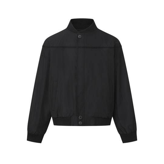 Unisex Kurz geschnittener Boxy‑Blouson mit hohem Rippkragen, verdeckter Knopfleiste und Elastikbund Shop Nory