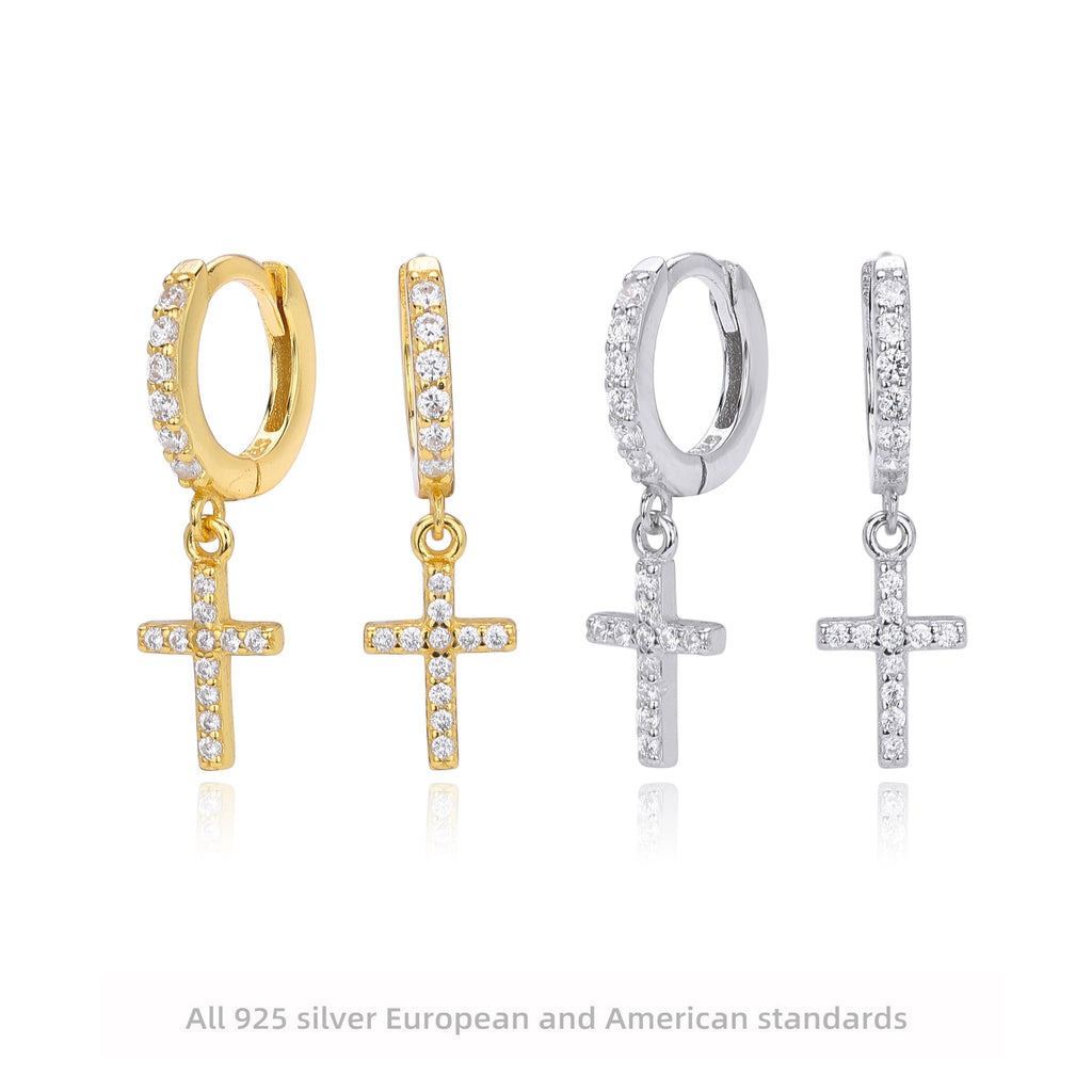 Damen Ohrhänger mit funkelndem Kreuzanhänger aus hochwertigem 925 Sterling Silber Shop Nory