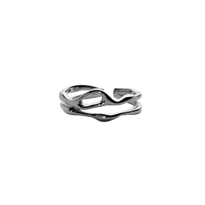 Damen Offener Ring mit elegantem Wellenmuster und funkelndem Zirkonia Shop Nory