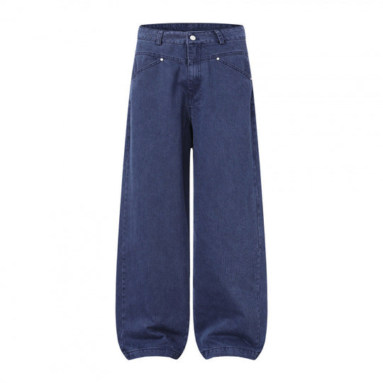 Damen Weite Highwaist Balloon-Jeanshose aus robustem Denim mit elastischem Knöchelsaum Shop Nory