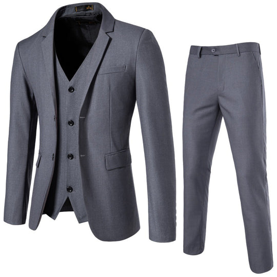 Herren Dreiteiliges tailliertes Anzugset mit Slim‑Sakko, Weste und schmaler Flachbundhose Shop Nory