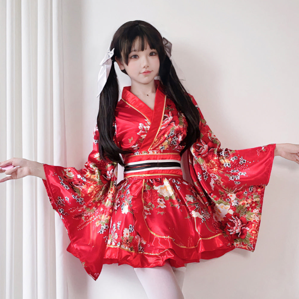 Damen Kimono-Kleid mit eleganter Schärpe und weitem Ärmel Shop Nory