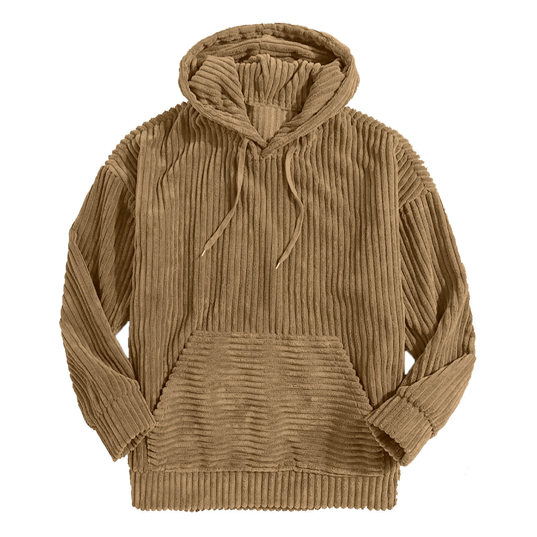 Unisex nan gerippter Samt-Hoodie mit Kapuze und Kängurutasche Shop Nory