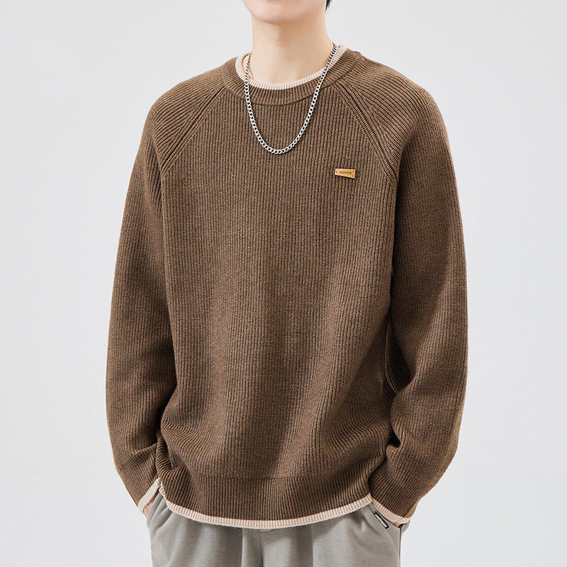 Herren Modischer Grobstrickpullover mit Rundhalsausschnitt Shop Nory