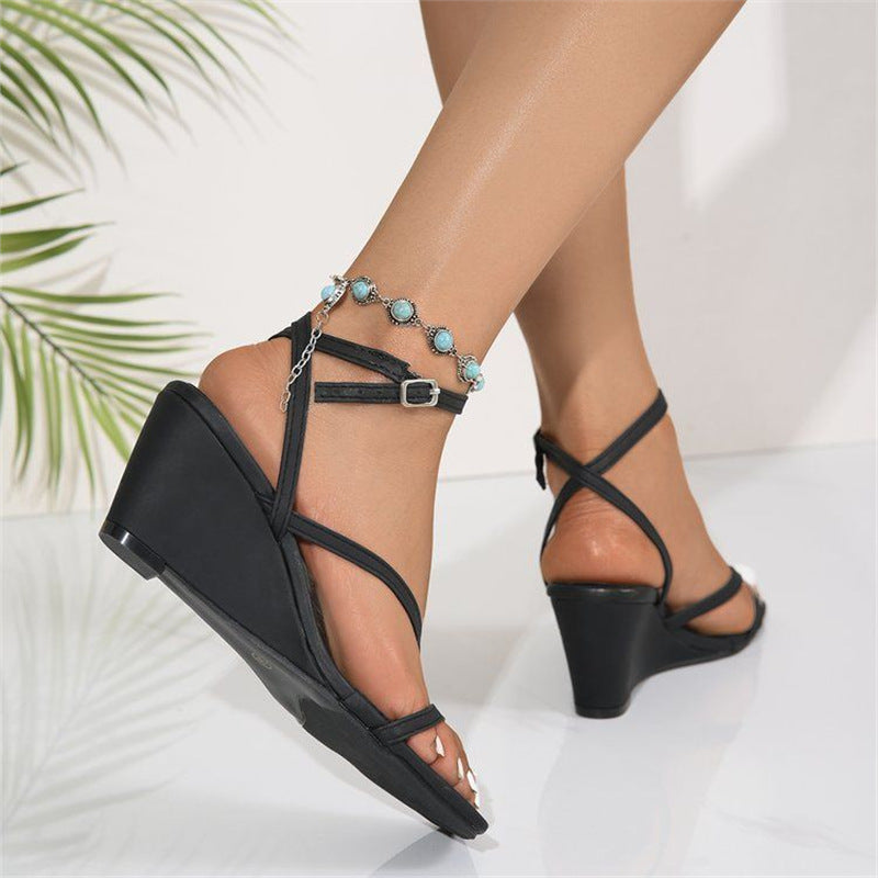 Damen elegante Plateau-Sandalen mit verstellbarem Riemendesign