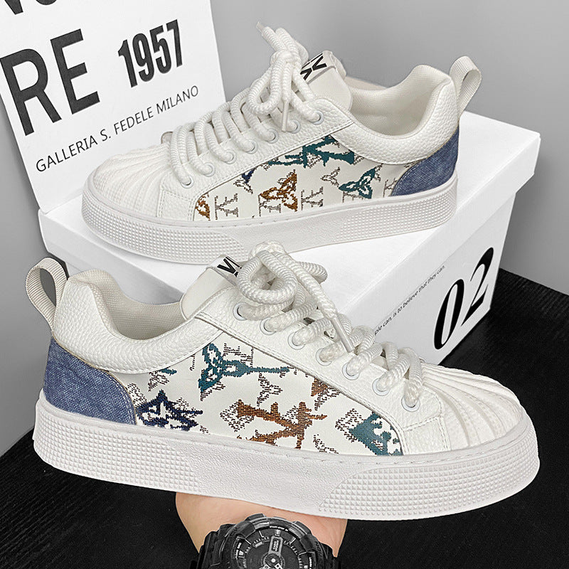 Damen Low-Top Sneaker mit besticktem Schmetterlingsmuster und strukturierter Zehenkappe Shopy Nory