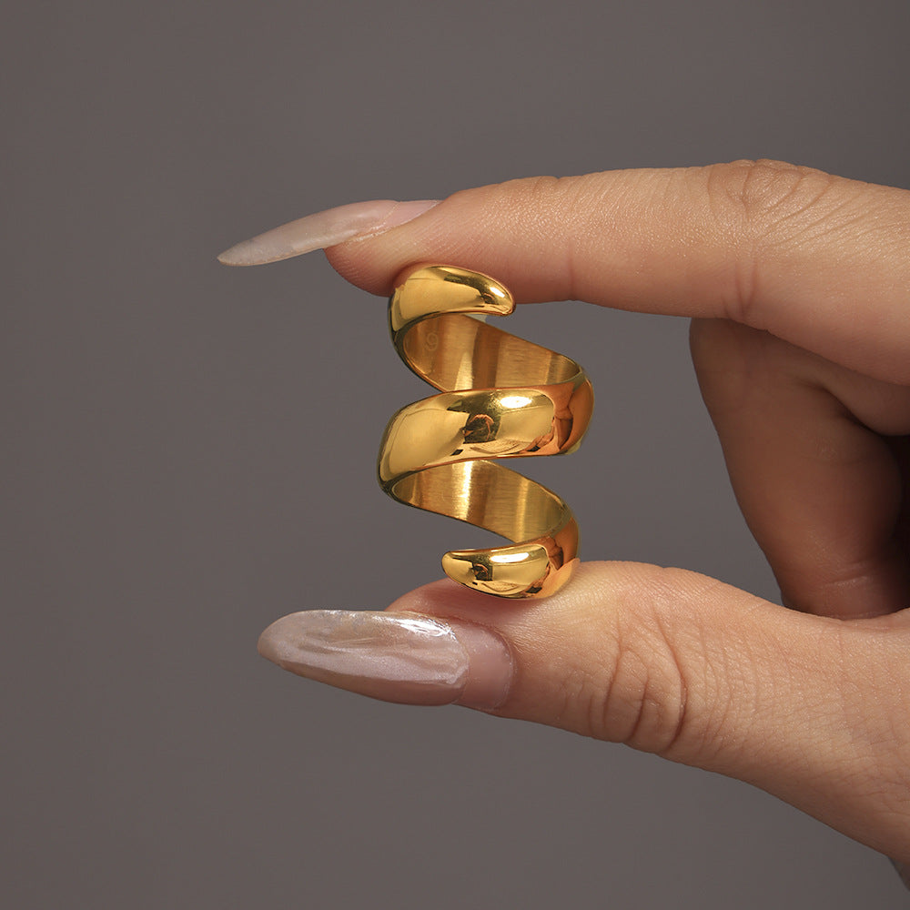 Damenring mit geschwungenem Design aus hochwertigem Edelstahl Shop Nory