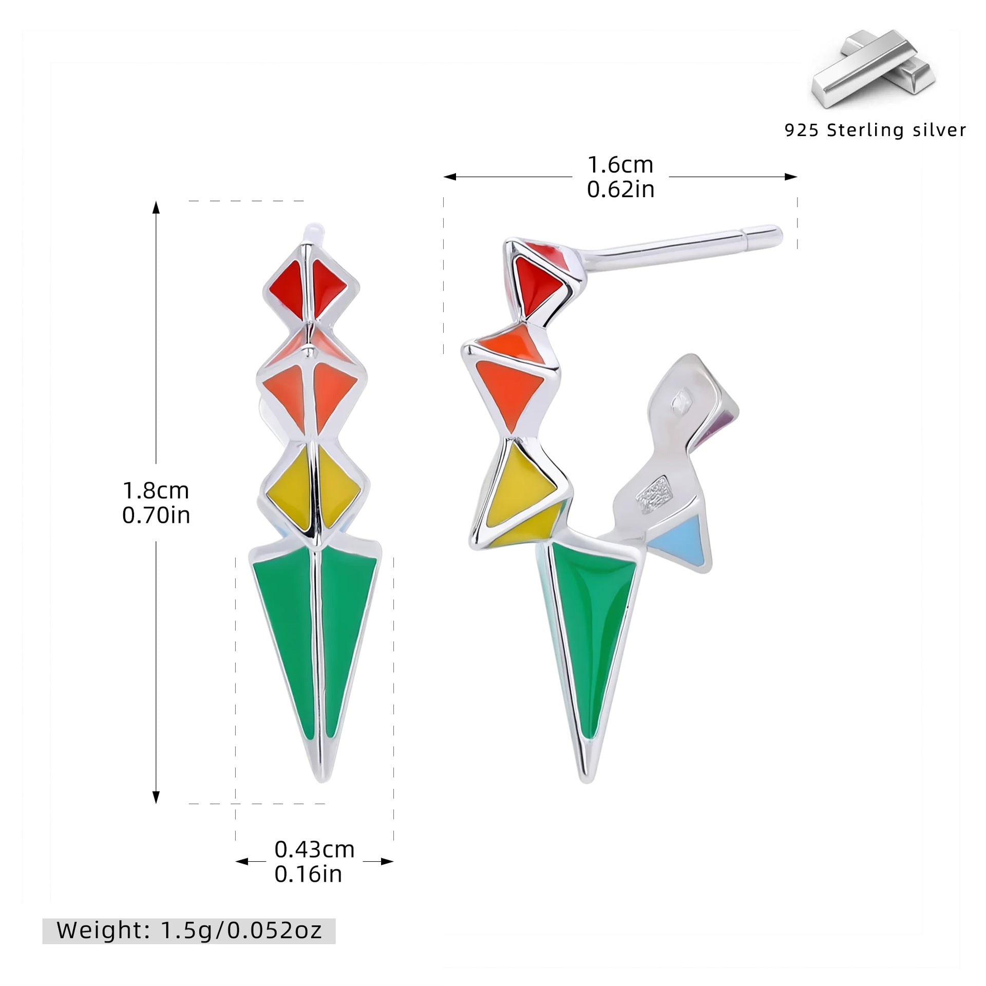 Damen Ohrhänger im modernen geometrischen Design aus 925 Sterling Silber Shop Nory