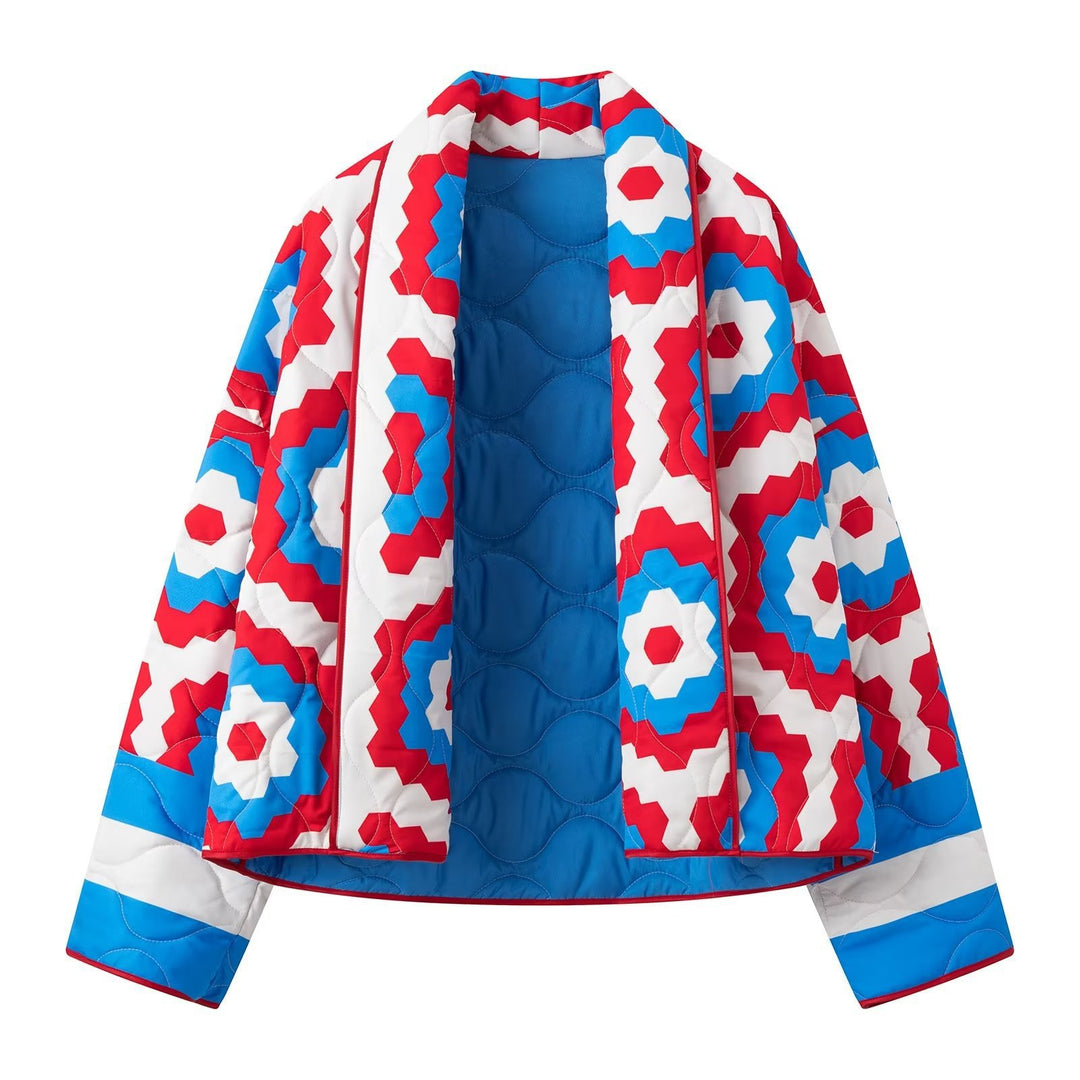 Damen Gesteppte Quilt-Jacke im Patchwork-Motiv mit kastiger Oversize-Silhouette Shop Nory