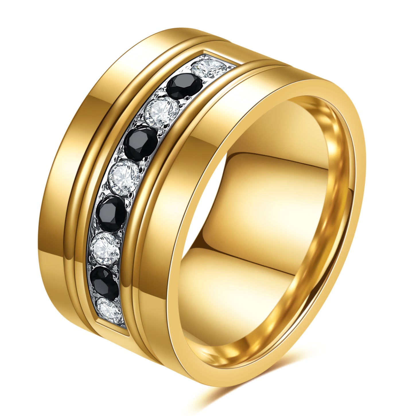 Herren Ring mit eleganten schwarzen und klaren Kristall-Akzenten Shop Nory