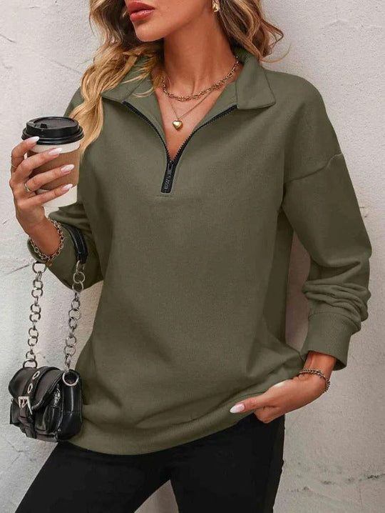 Damen Sweatshirt mit halbem Reißverschluss