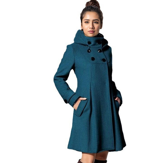 Damen nan taillierter Wollmantel mit Stehkragen und doppelreihiger Knopfleiste Shop Nory