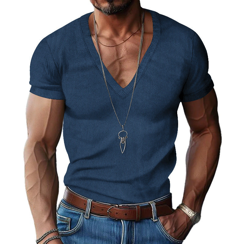 Herren Kurzarm V-Ausschnitt T-Shirt