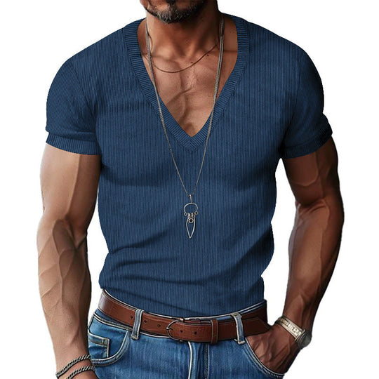 Herren Kurzarm V-Ausschnitt T-Shirt