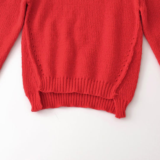 Damen Grobgestrickter Oversize-Pullover mit kurzem Stehkragen und Zierknotendetail Shop Nory
