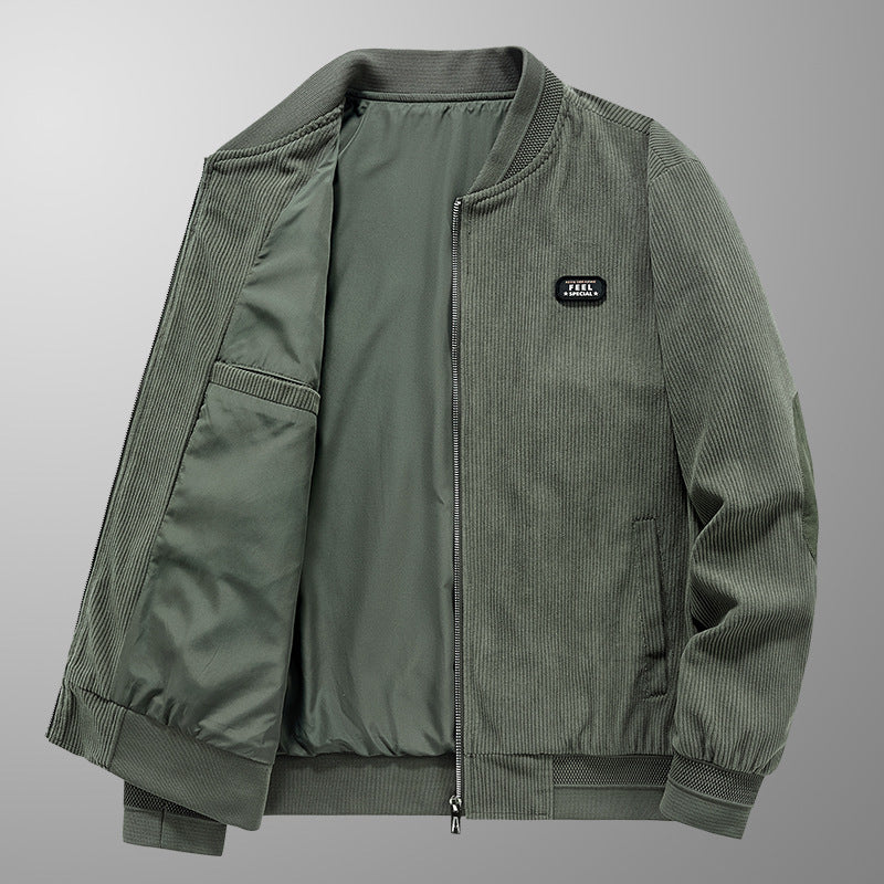Herren Cordblouson im Bomberstil mit Reißverschluss, elastischen Bündchen und Ellenbogenpatches Shop Nory