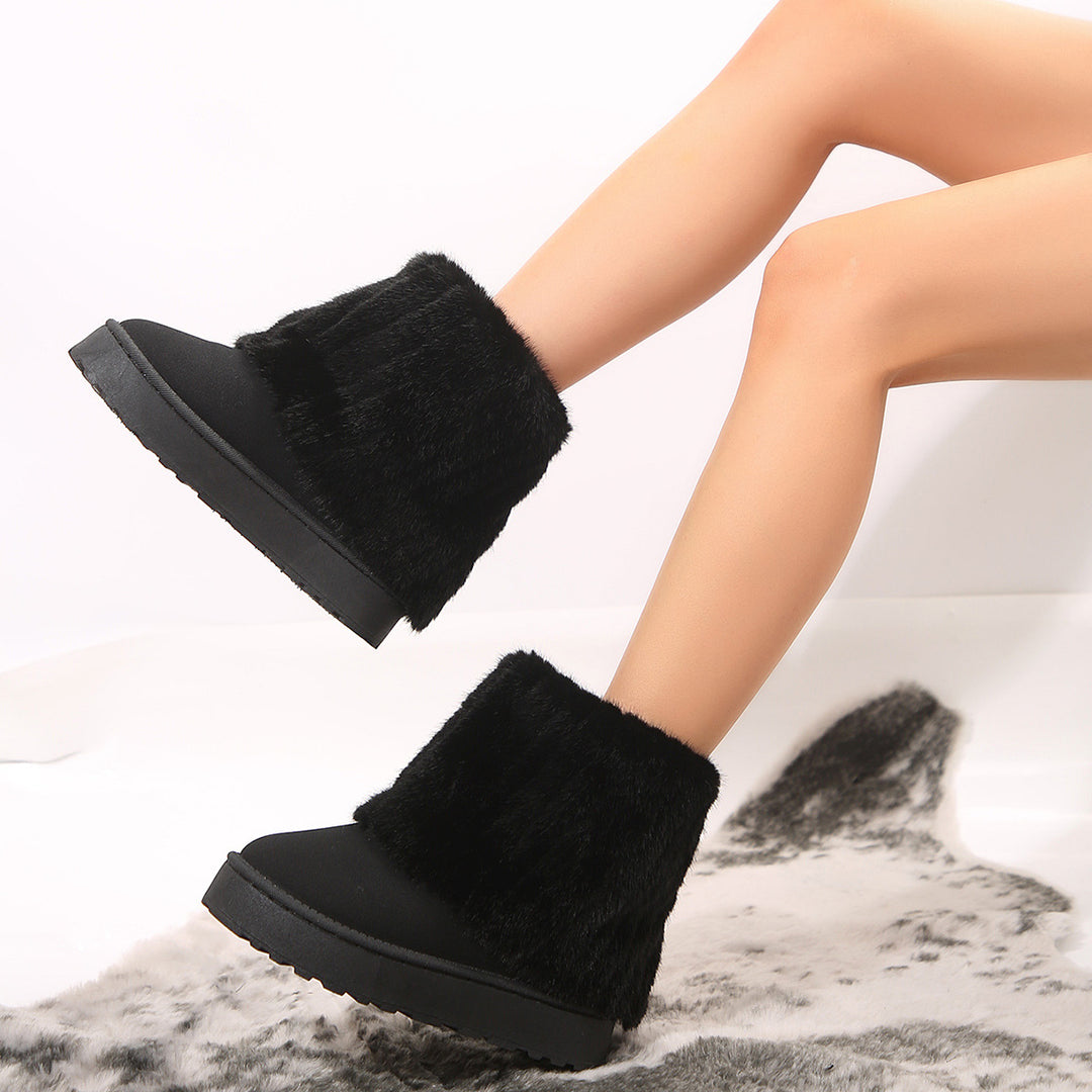 Damen gefütterte Kurzstiefel mit hoher Kunstfellmanschette und rutschfester Profilsohle Shop Nory