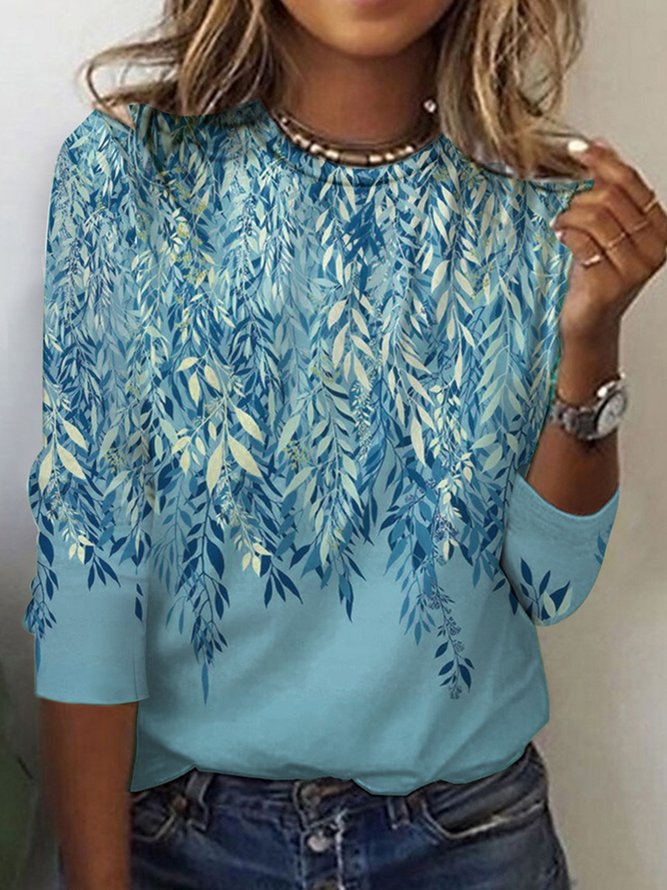 Damen Langarmshirt mit lShopnoryhaftem Blumenmuster