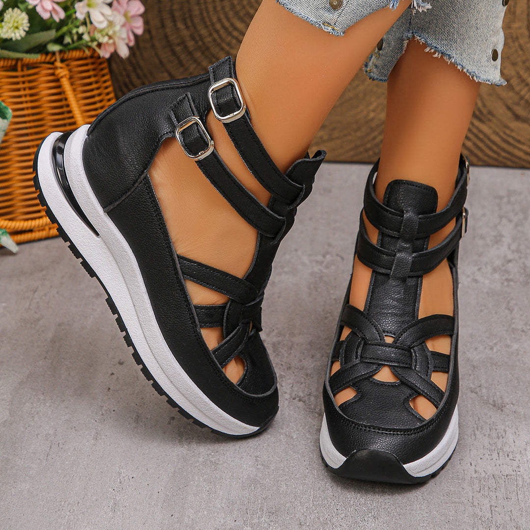 Damen Wedge-Sandalen mit modischem Riemendesign und komfortabler Plateau-Sohle