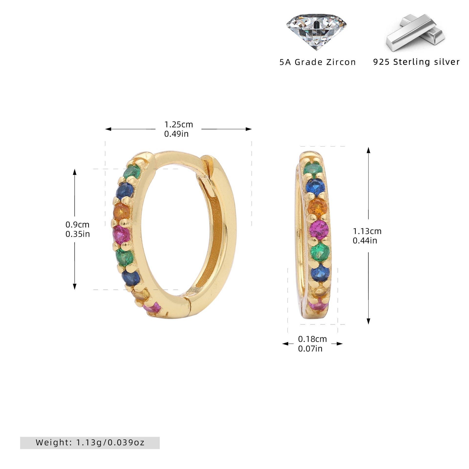 Damen Creolen mit buntem Zirkonbesatz aus hochwertigem 925 Sterling Silber Shop Nory