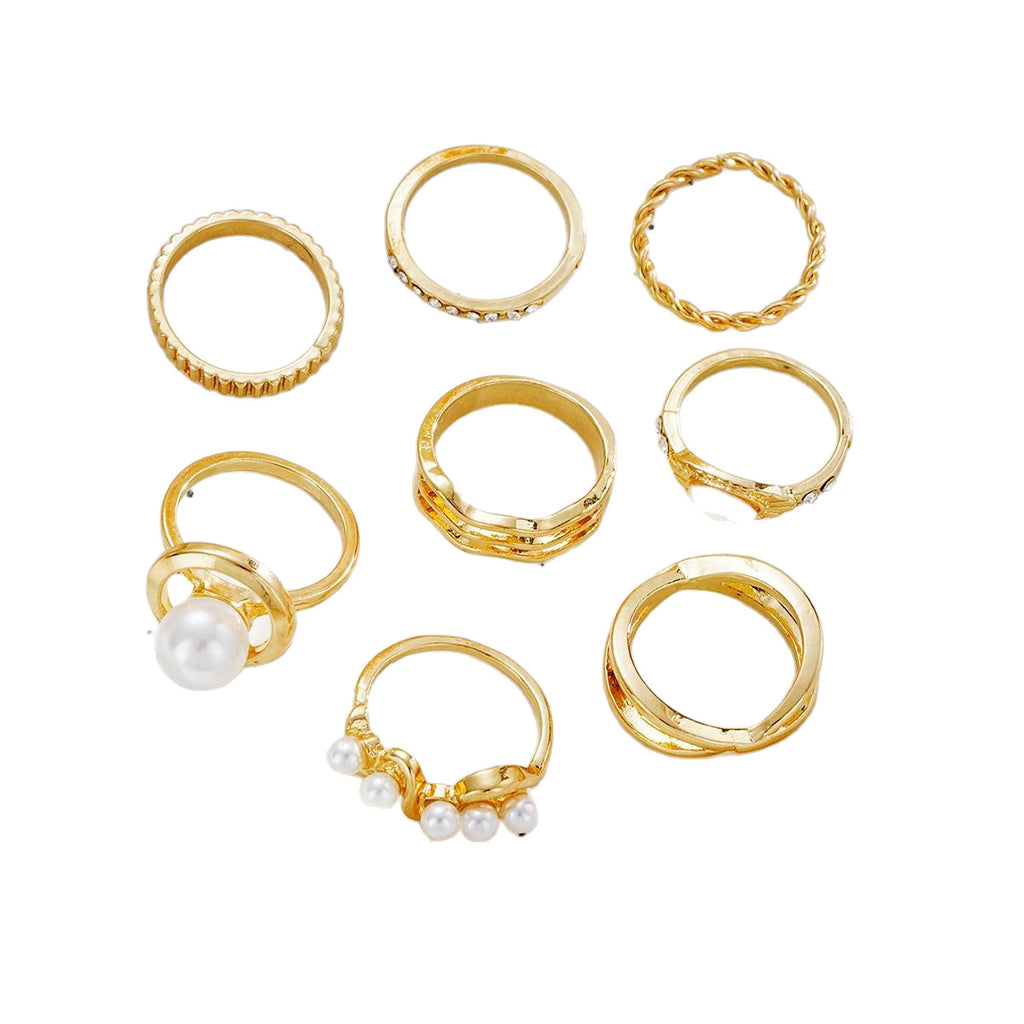 Damen Ring-Set mit eleganten Perl- und geschwungenen Designs Shop Nory