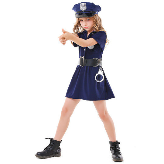 Mädchen Polizeikostüm mit Rock und Modischen Accessoires Shop Nory