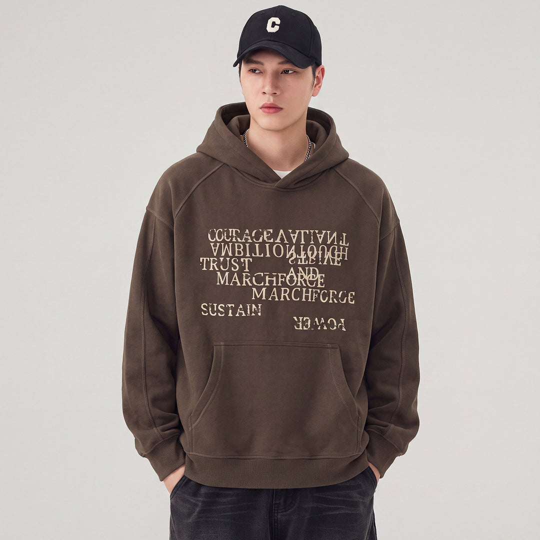 Herren Oversize Kapuzenpullover mit Statement-Print und Kängurutasche Shop Nory