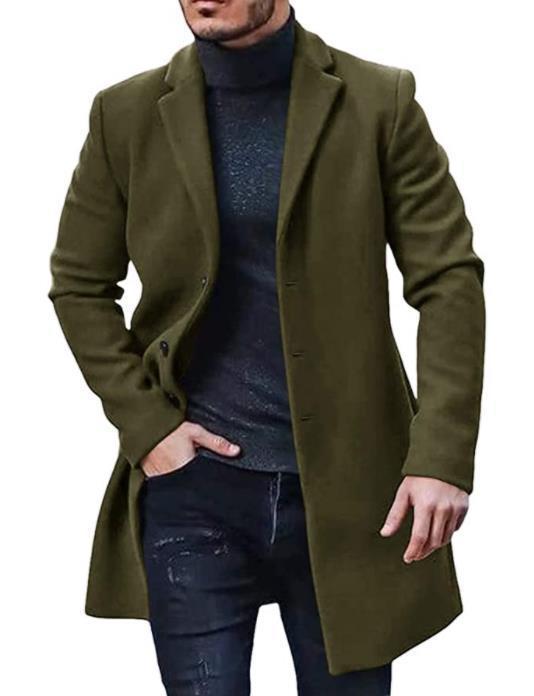 Herren nan midilanger Wollmix Mantel mit schlanker Silhouette und eleganter Knopfreihe Shop Nory