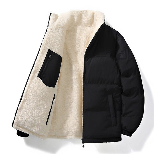 Unisex Wattierte Bomberjacke mit Teddyfutter und verdeckten Innentaschen Shop Nory