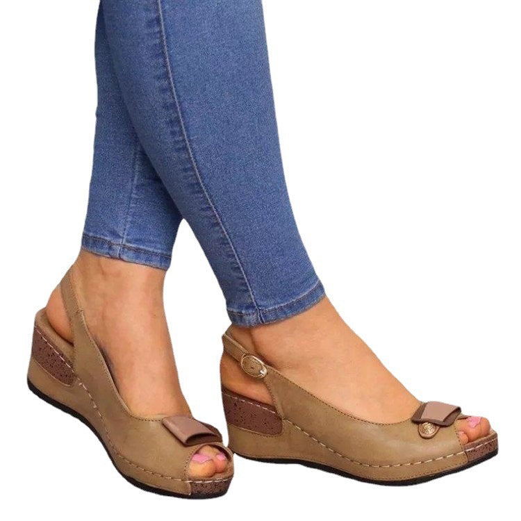 Damen Keil‑Slingback‑Sandalen mit gepolstertem Komfortfußbett und Zierschleife Shop Nory