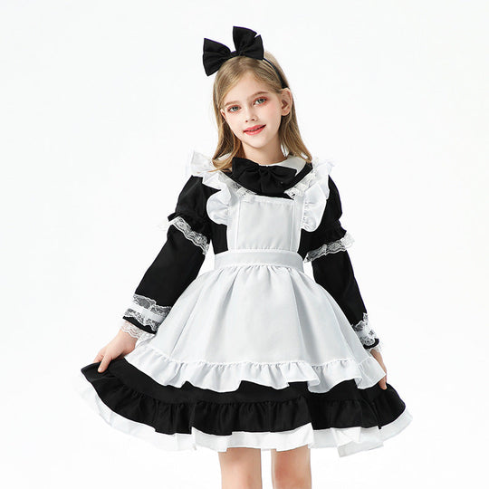 Mädchen verspieltes Dienstmädchenkleid mit Rüschendetails Shop Nory
