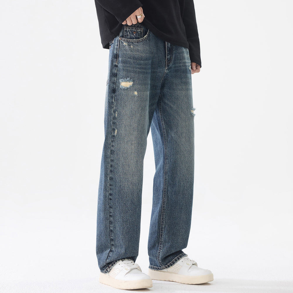 Herren Locker geschnittene Baggy-Jeans aus robustem Denim mit Distressed-Details Shop Nory