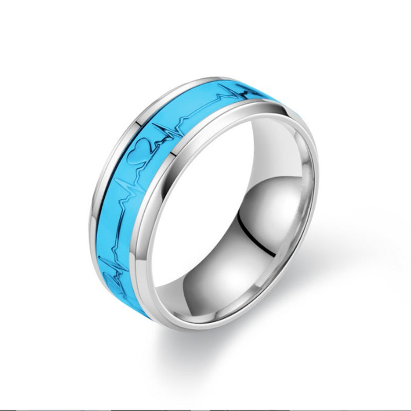 Herren Ring mit kunstvollem Herzschlag-Design und eleganter Edelstahl-Oberfläche Shop Nory