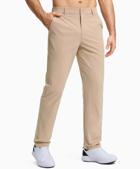 Herren nan elastische Golftwill-Hose mit geradem Schnitt, knitterfreiem Material und verdeckter Reißverschlusstasche