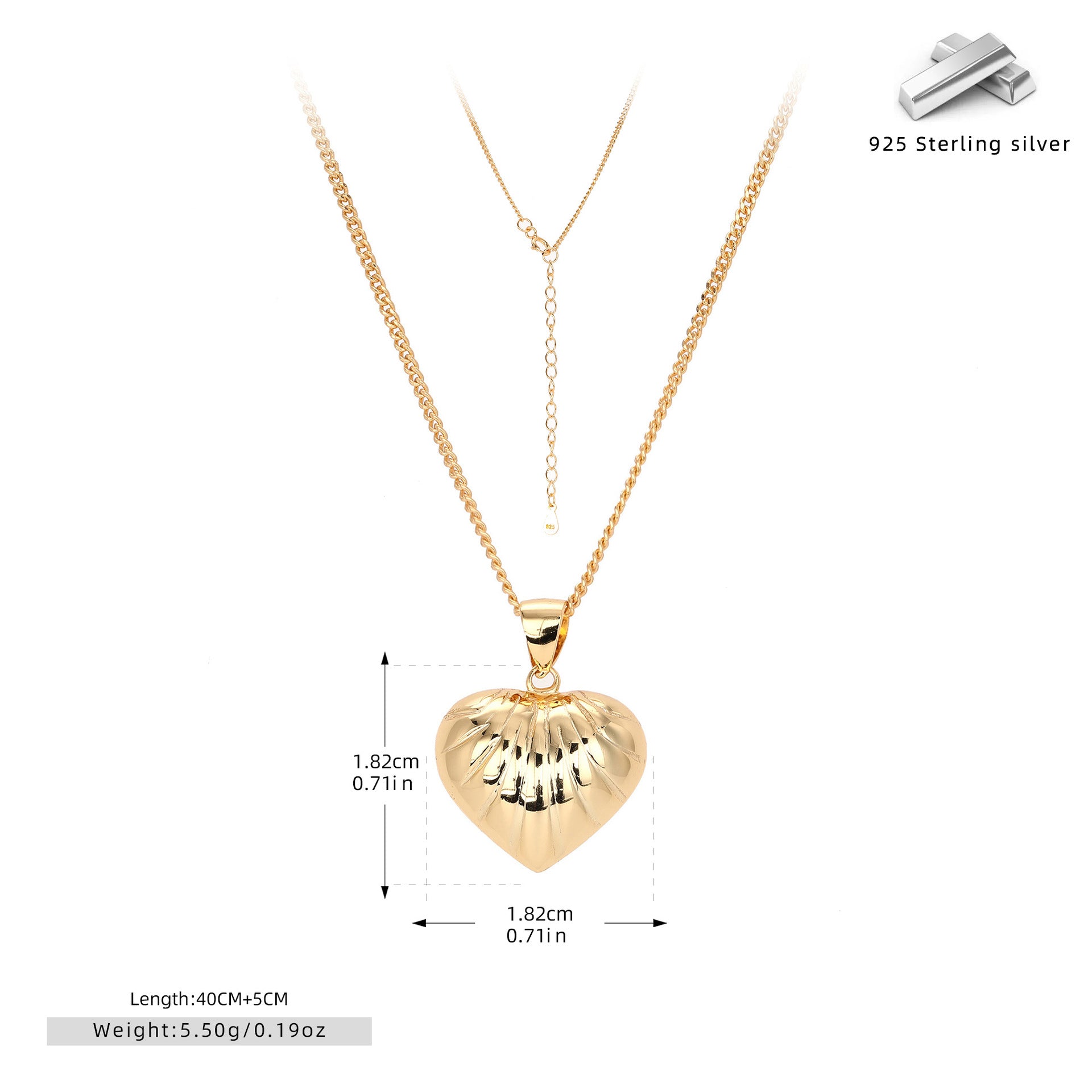 Damen Halskette mit herzförmigem Anhänger aus hochwertigem 925 Sterling Silber Shop Nory