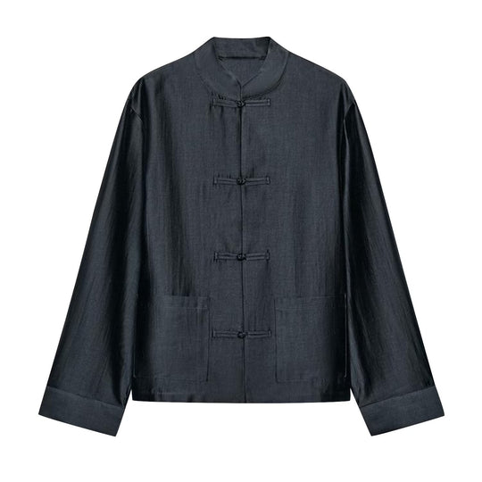 Damen Leichte Stehkragenjacke mit traditionellen Knotenverschlüssen Shop Nory