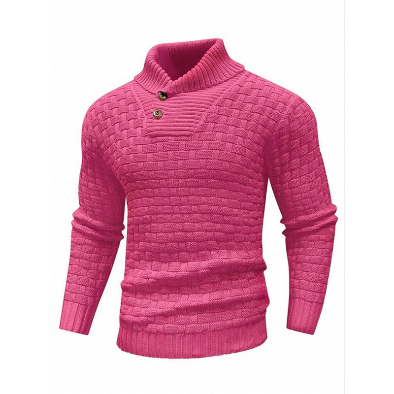 Herren nan strukturierter Strickpullover mit hochschließendem Stehkragen und Zierknopfleiste Shop Nory