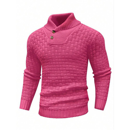 Herren nan strukturierter Strickpullover mit hochschließendem Stehkragen und Zierknopfleiste Shop Nory