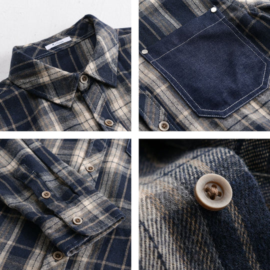 Herren kariertes Flanell-Overshirt im Relaxed-Fit mit kontrastierter Brusttasche Shop Nory