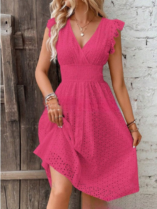 Damen Sommerkleid mit eleganten Spitzenärmeln