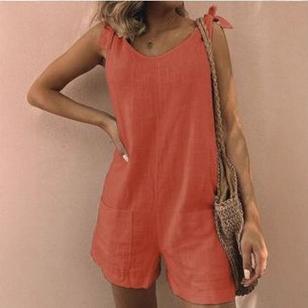 Damen Jumpsuit mit praktischen Taschen und verspielten Schulterbändern