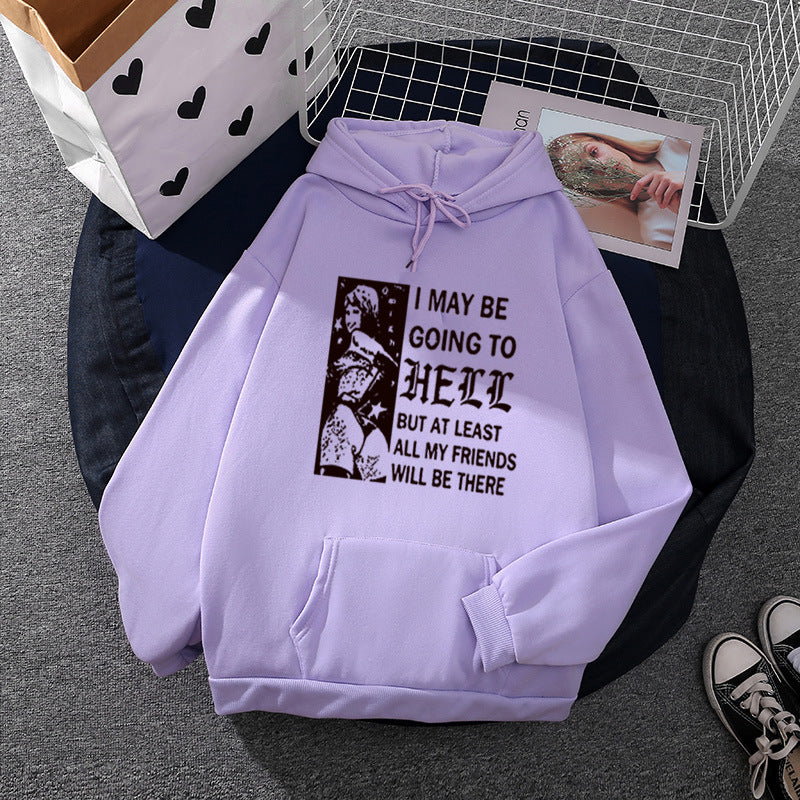 Damen nan weitgeschnittener Kapuzenpullover mit Gothic-Statementprint und Kängurutasche Shop Nory