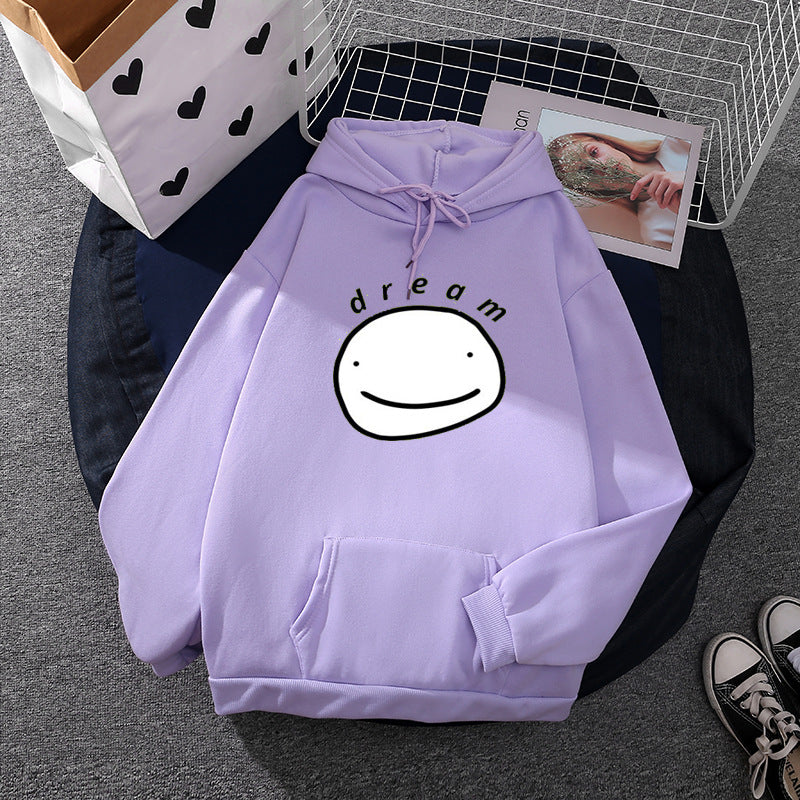 Unisex nan Oversize-Kapuzenpullover mit minimalistischem Smiley-Print, weichem Fleece-Innenfutter und praktischer Kängurutasche Shop Nory